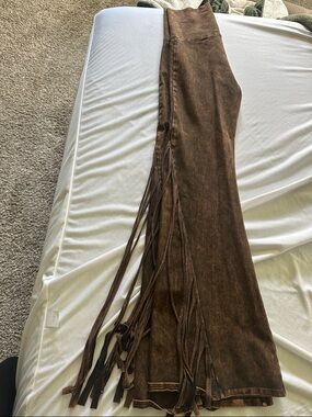 T Party Fashion Brown Fringe Leggings